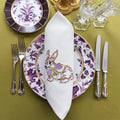 Elegant cotton linen table napkin with beautiful easter bunny machine embroidery design