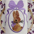 Elegant cotton linen table napkin with beautiful easter bunny machine embroidery design