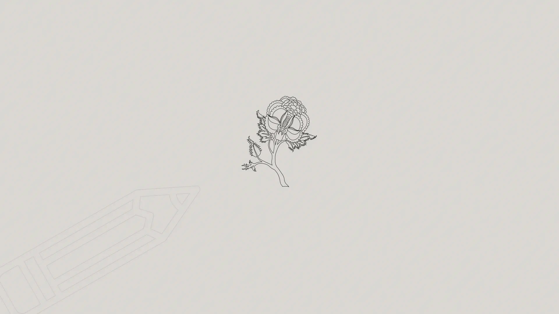 Simple line drawing of a flower on a light gray background